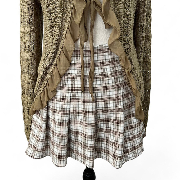 Hollister Brown and cream plaid pleated mini skirt - XS - Picture 1 of 6